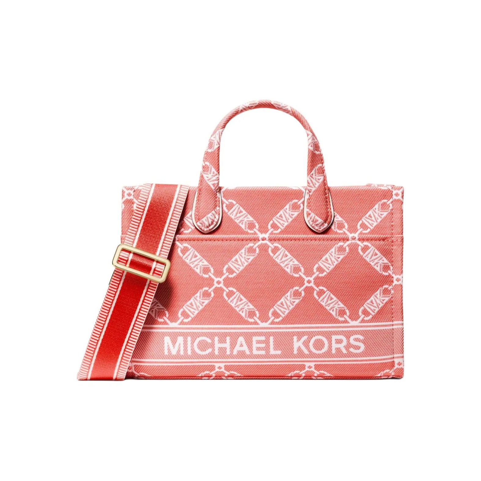 MICHAEL KORS Gigi Fabric Tote Bag Shopping Bag Shoulder Bag Crossbody Bag Handbag Small Size Women's Coral Red