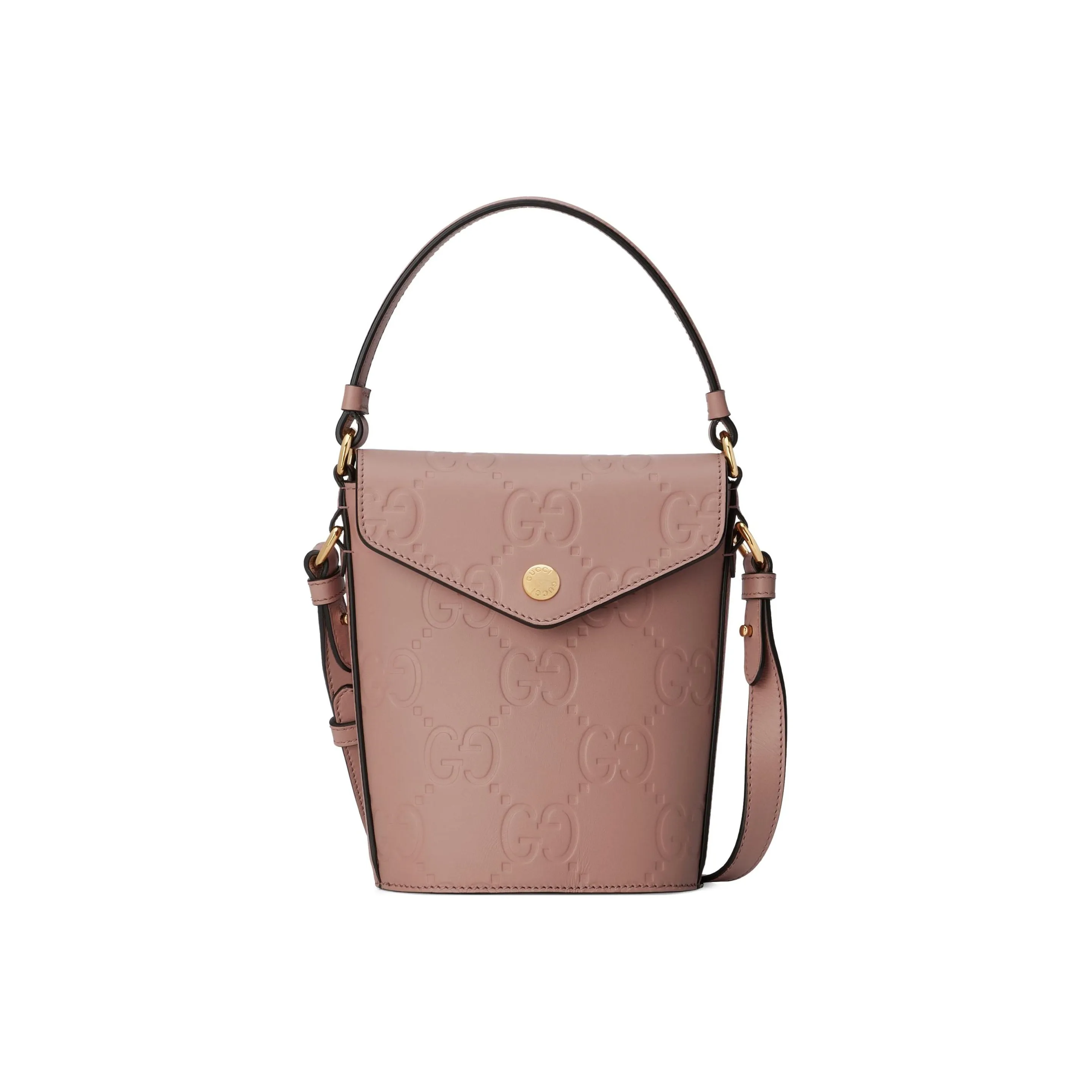 GUCCI Leather Bucket Bag Handbag Shoulder Bag Crossbody Bag Mini Women's Pink