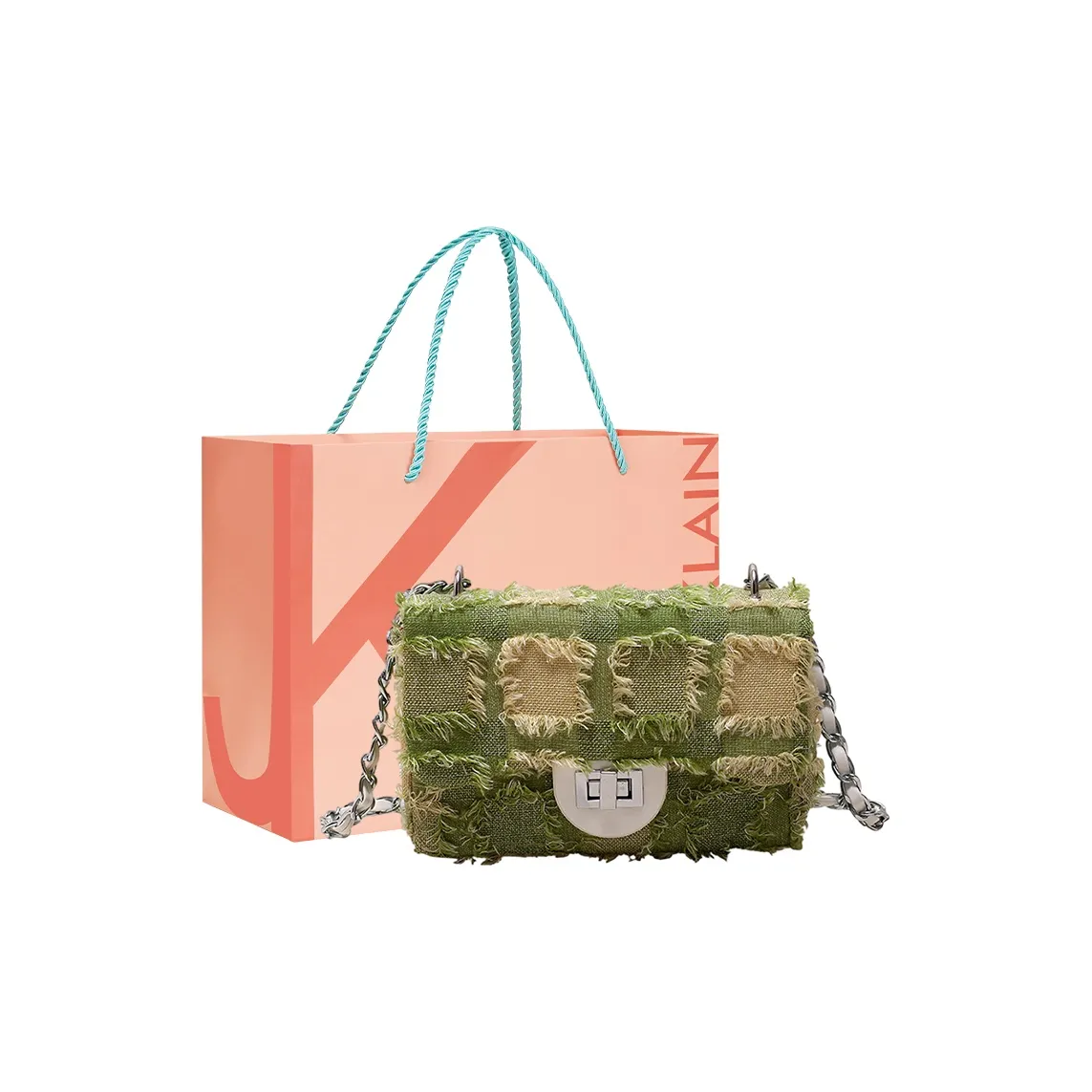 JANE KLAIN Холщовая сумка маленькая квадратная сумка сумка через плечо стандартная женская зеленая черная