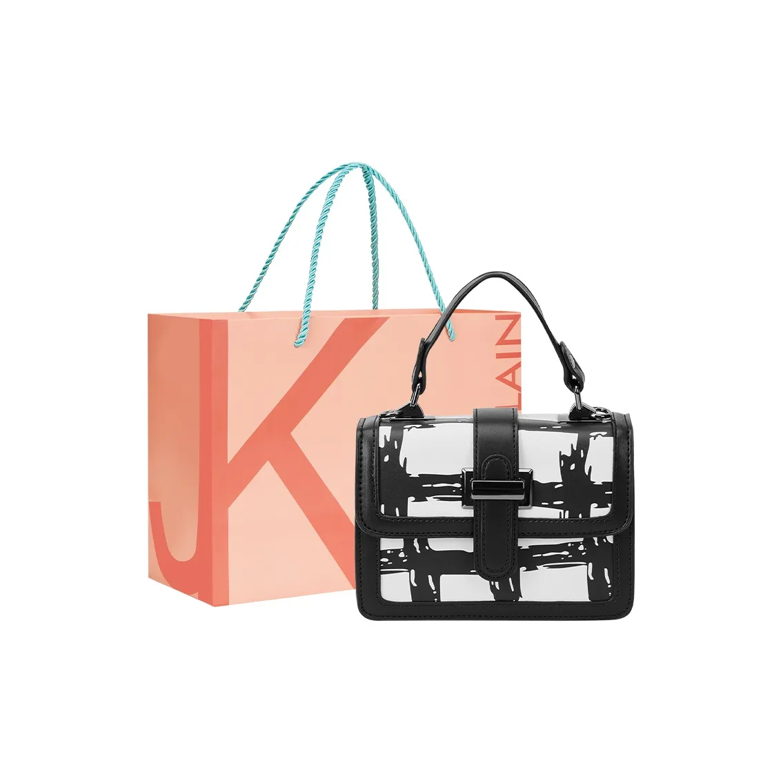 JANE KLAIN ПУ (полиуретан) Маленькая квадратная сумка сумка через плечо сумка обычная женская черно-белая клетка