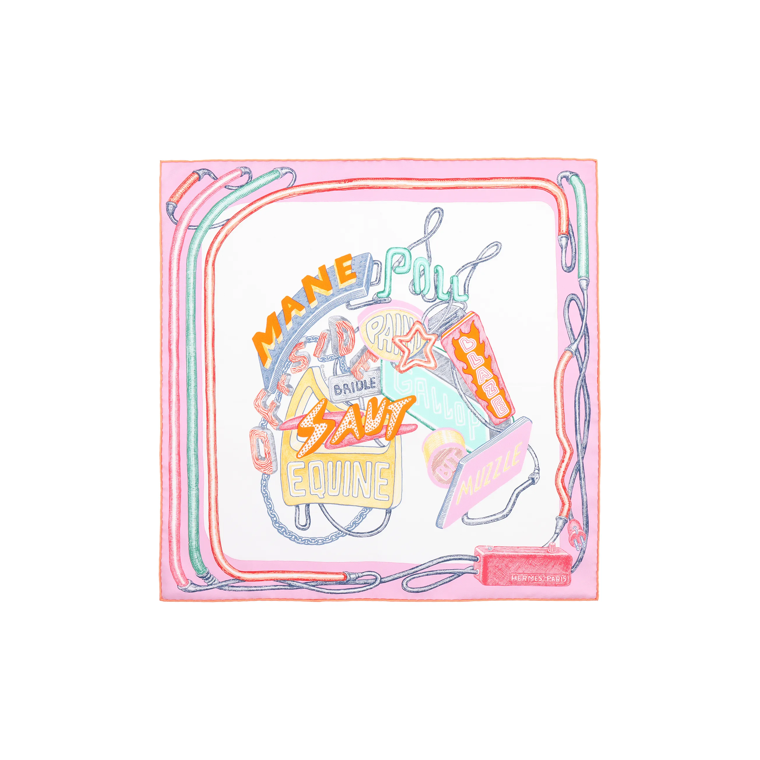 HERMES Silk Scarves Women's Pink