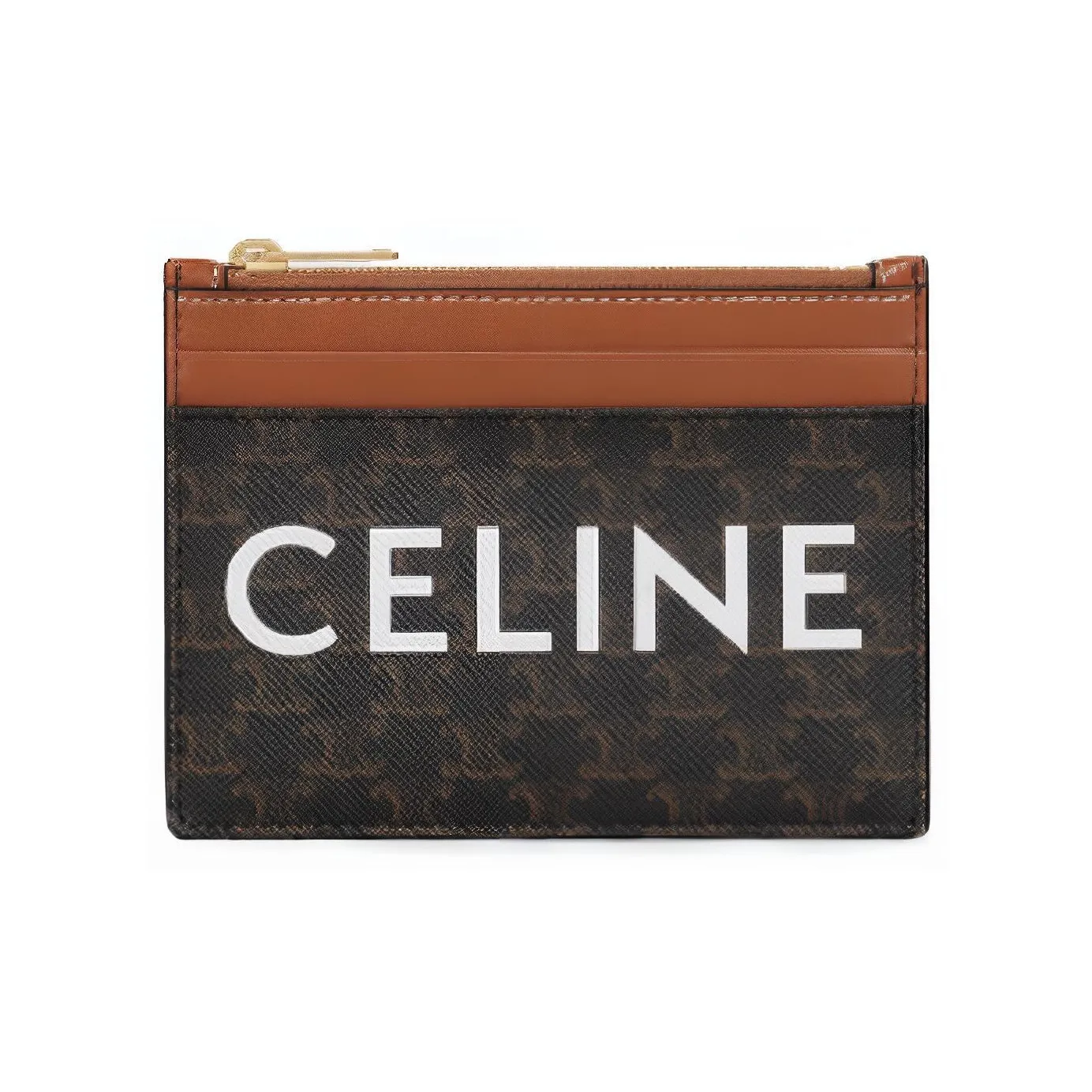CELINE Synthetic Leather Wallet Card Holder Men's Tawny