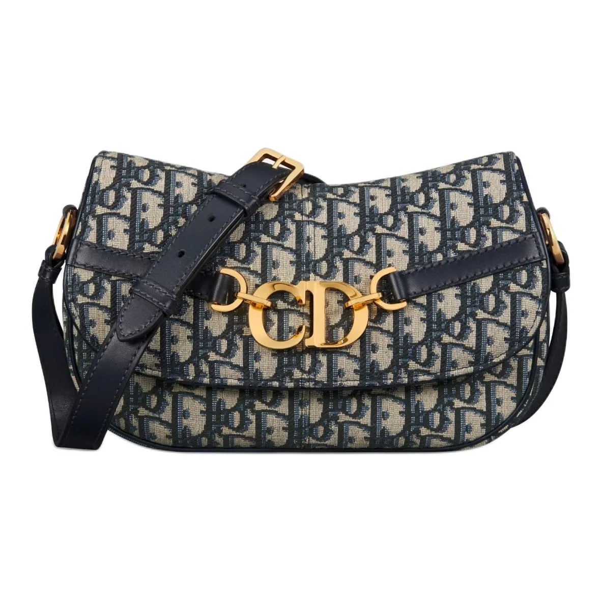 DIOR Oblique Printed Fabric Shoulder Bag, Crossbody Bag Trumpets Women's Blue