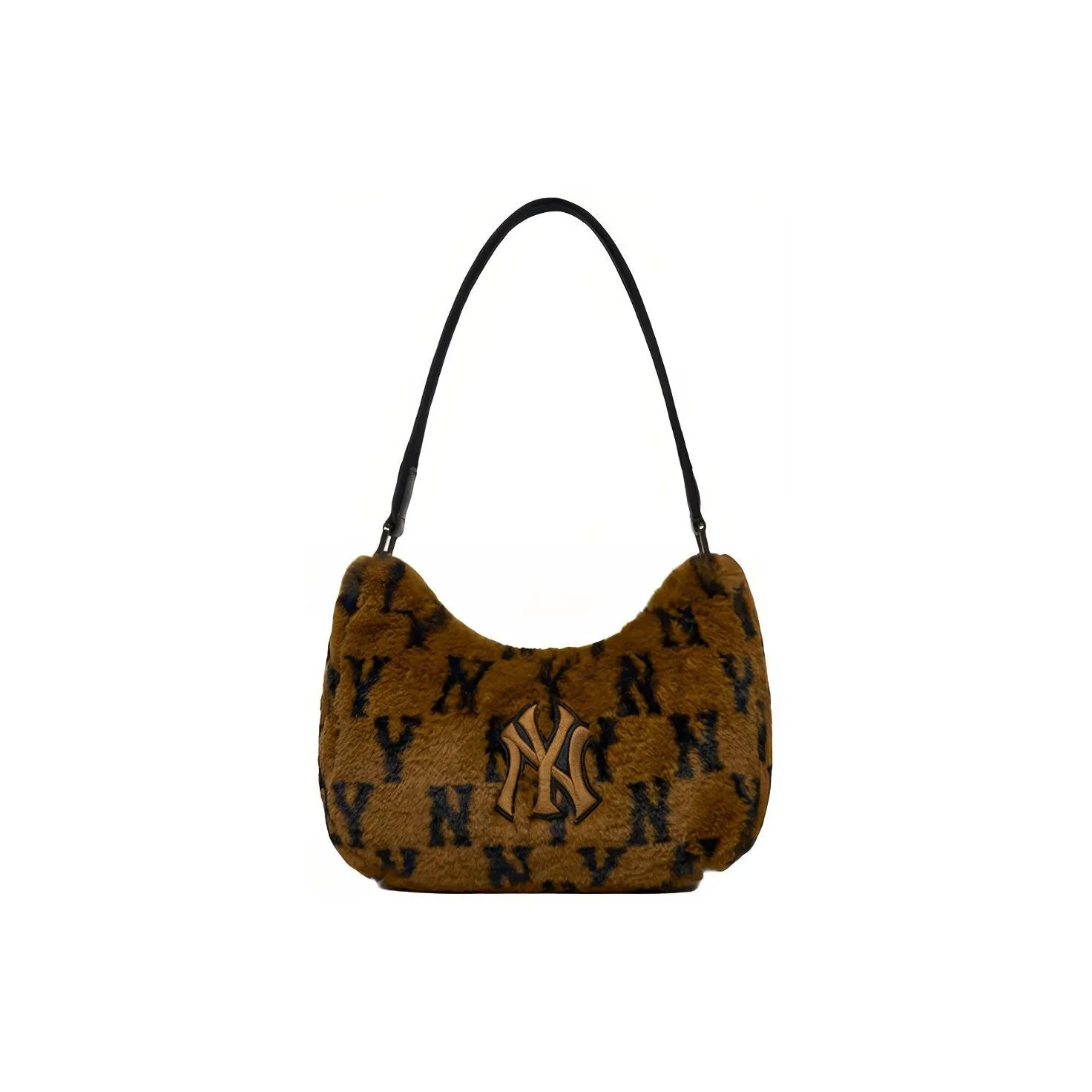 MLB Monogram Collection Lambswool Velvet Mahjong Bag Shoulder Bag Handbag Regular Women's Coffee