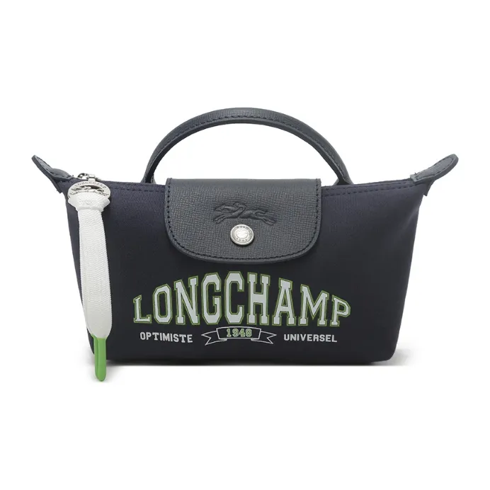 LONGCHAMP Fabric Cow Leather Dumpling Bag Handbag Regular Women's Marine Blue