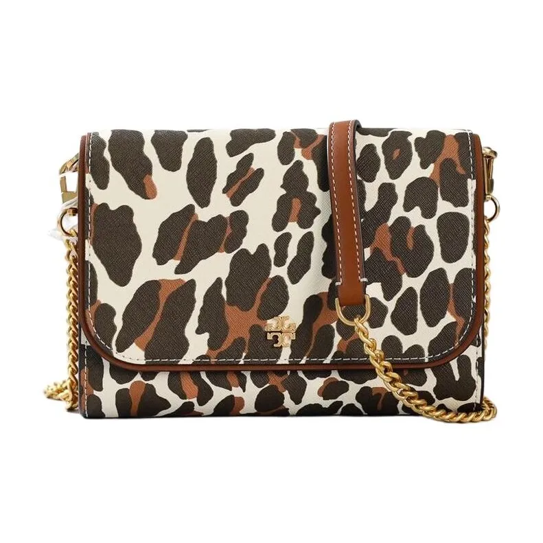 TORY BURCH Emerson Canvas With Leather Shoulder Bag, Crossbody Bag Trumpets Women's Brown