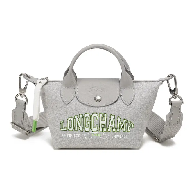 LONGCHAMP Le Pliage Fabric Dumpling Bag Shoulder Bag Crossbody Bag Handbag Women's Gray LOGO Offset Printing