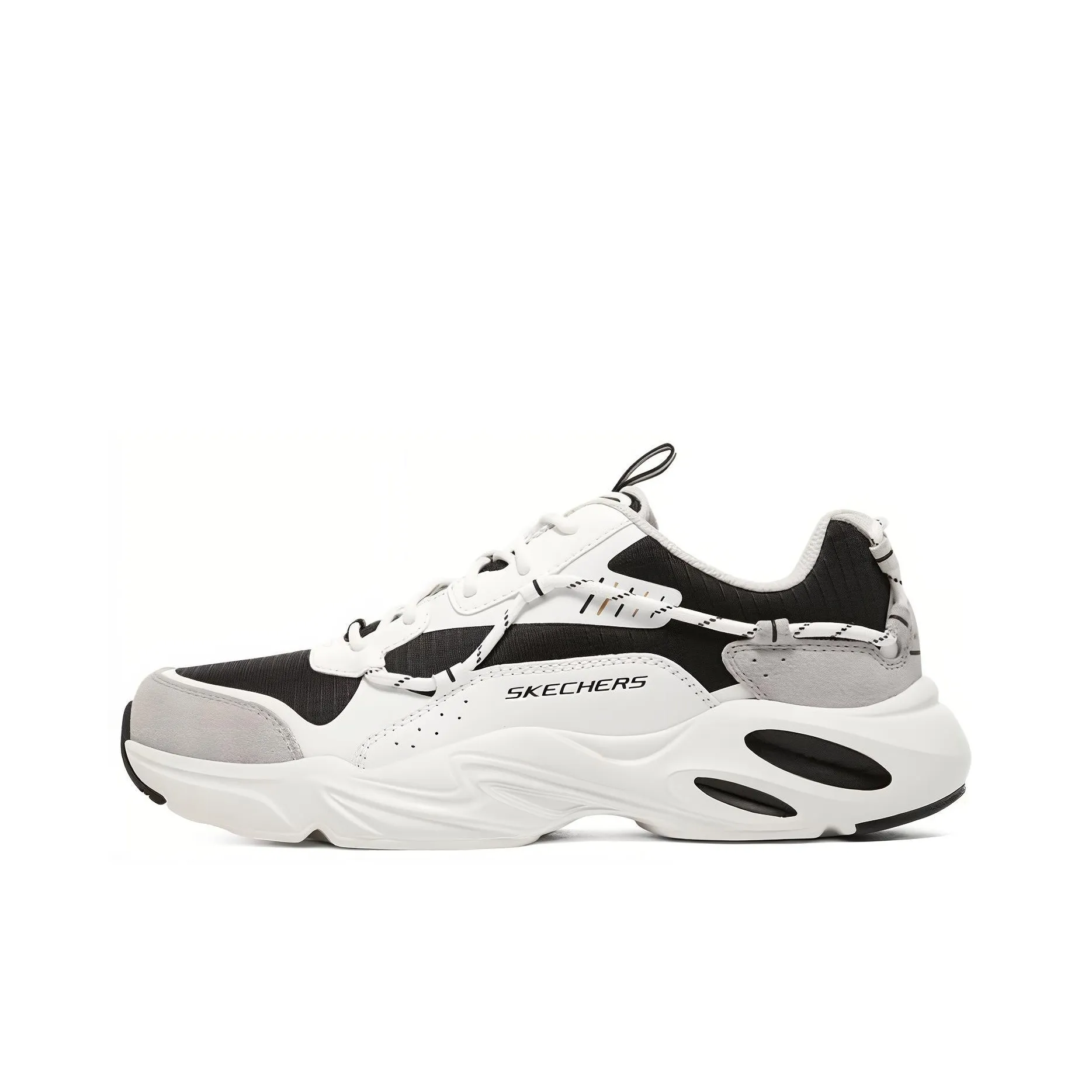 Skechers Stamina Airy Waffle Bear Low Top Cushioned Sneakers Men's White Black