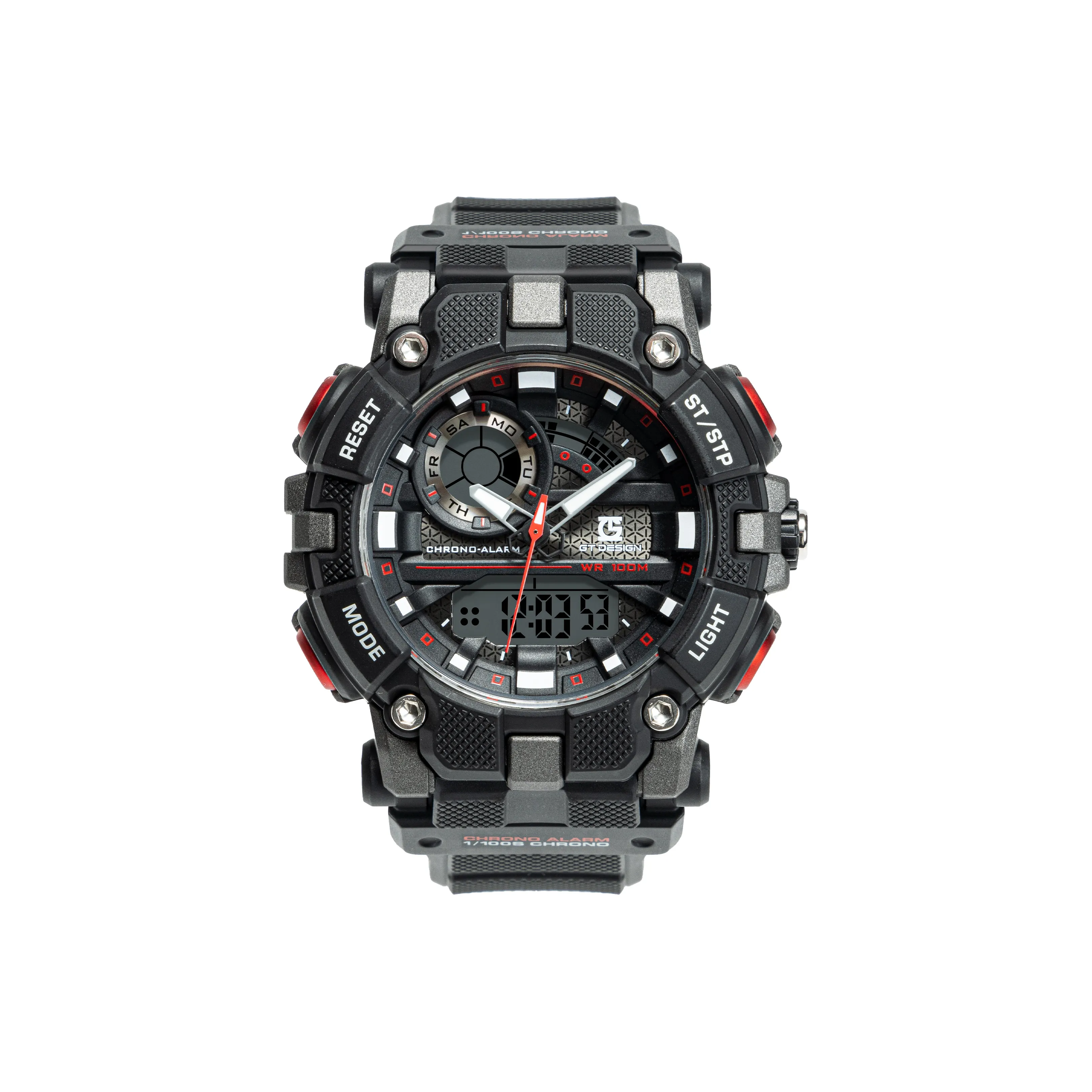 GT DESIGN 100м Водонепроницаемый Черный Воин Кварцевый Механизм Резиновый Ремешок Часы Мужские Часы Черный Циферблат GTS046