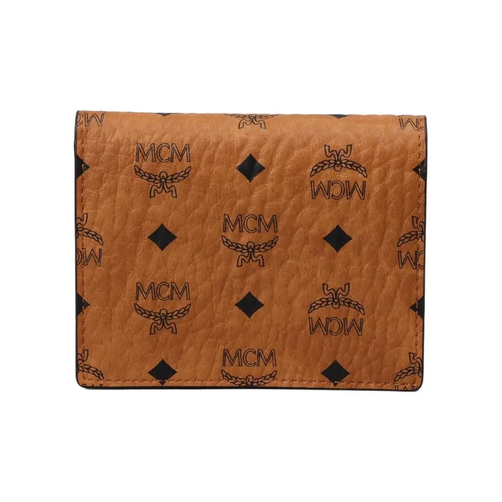 MCM Aren Холст с кожей наппа Кошелек Мини Женский Коньяк