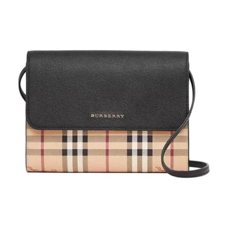 Burberry Vintage Canvas With Leather Shoulder Bag, Crossbody Bag Women's Black