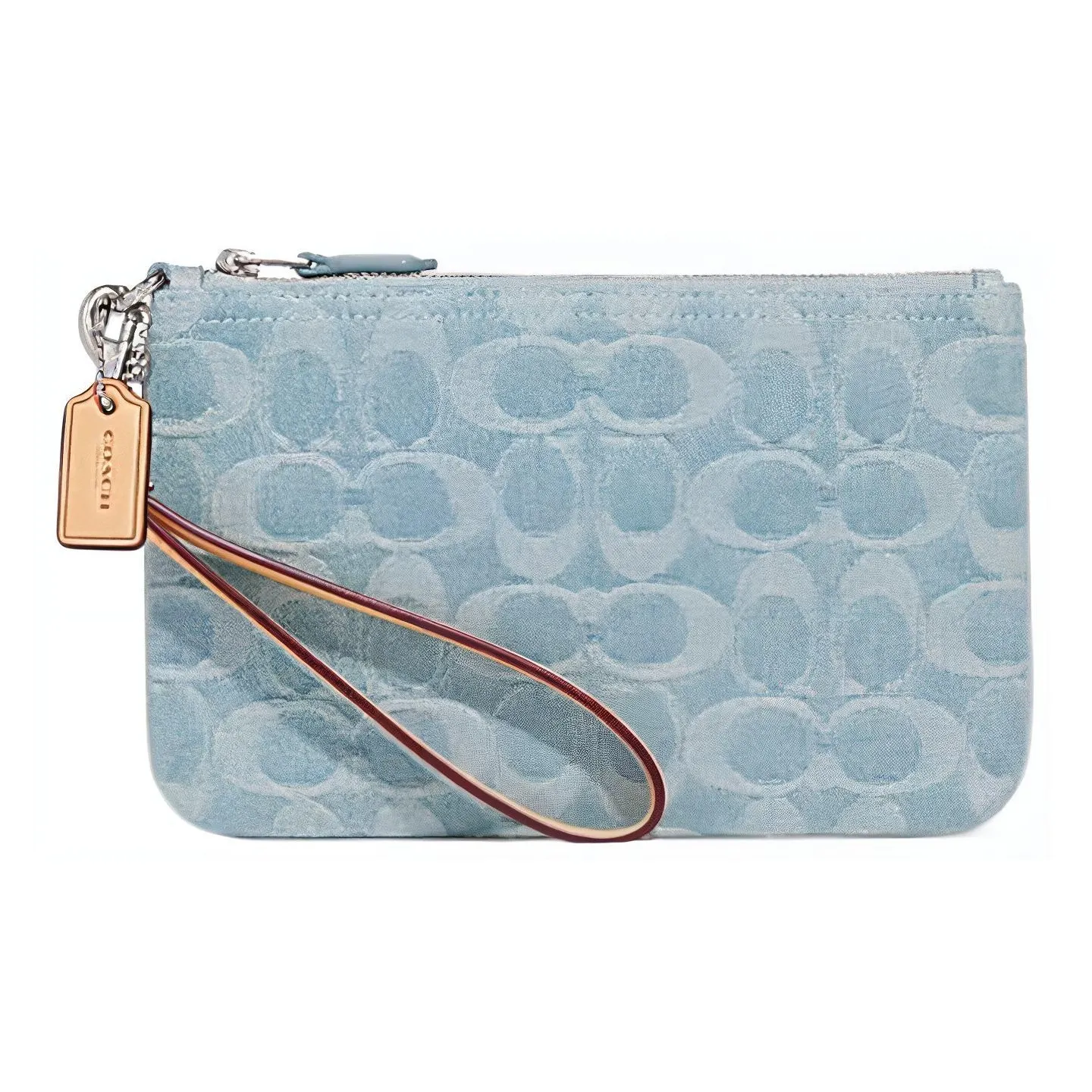 COACH Tech Wallet Fabric Wrist Bag Clutch Trumpets Women's Blue