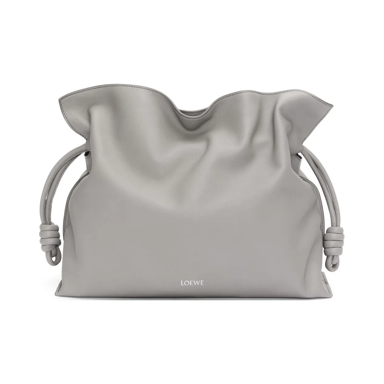 LOEWE Napa Calf Leather Clutch Bag Over The Shoulder Large Size Women's Pearl Gray