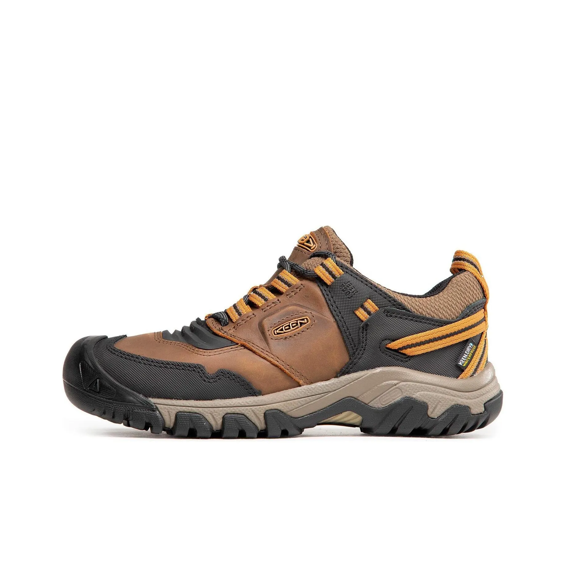 KEEN Ridge Fle Wp Cushioning Wear-Resistant Low-Top Hiking Shoes Men's Brown Black
