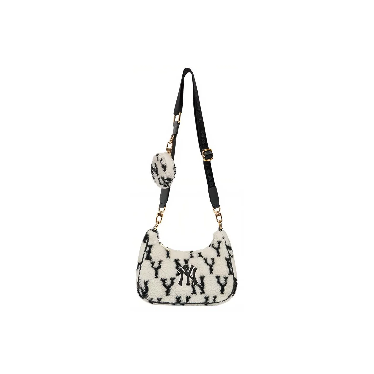 MLB Monogram Collection Polyester Combo Bag Crossbody Bag Shoulder Bag Regular Women's Black White