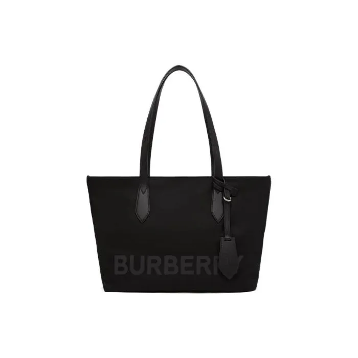 Burberry Calfskin Trim Tote Bag, Shopping Bag, Shoulder Bag, Handbag Trumpets Women's Pure Black