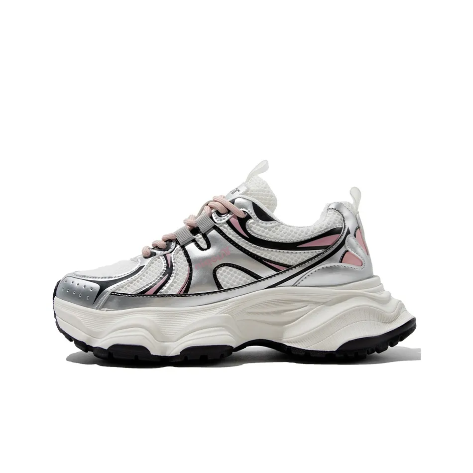 TUOPIN Y2K Vintage Techwear Silver Wear Resistant Height Increasing Low Top Chunky sneakers work Unisex Silver