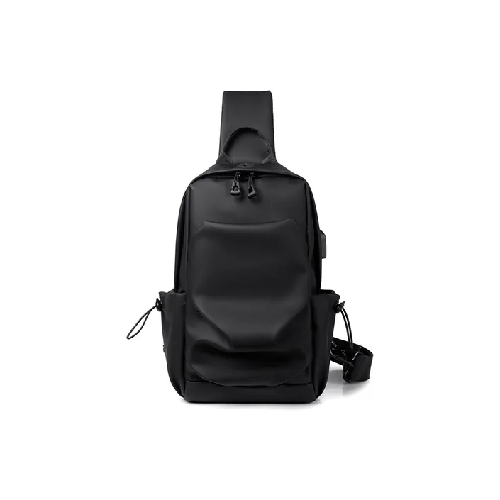 GKY PVC Sling Bag Large Men's Black Gray GKY PVC Слинг Сумка Большая Мужская Черная Серая