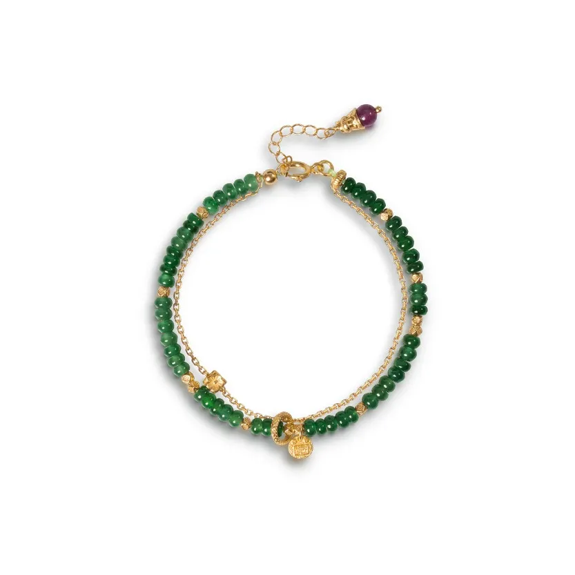 Artisan Lock Heart Jade Ice Glutinous Jadeite Bracelets Women's
