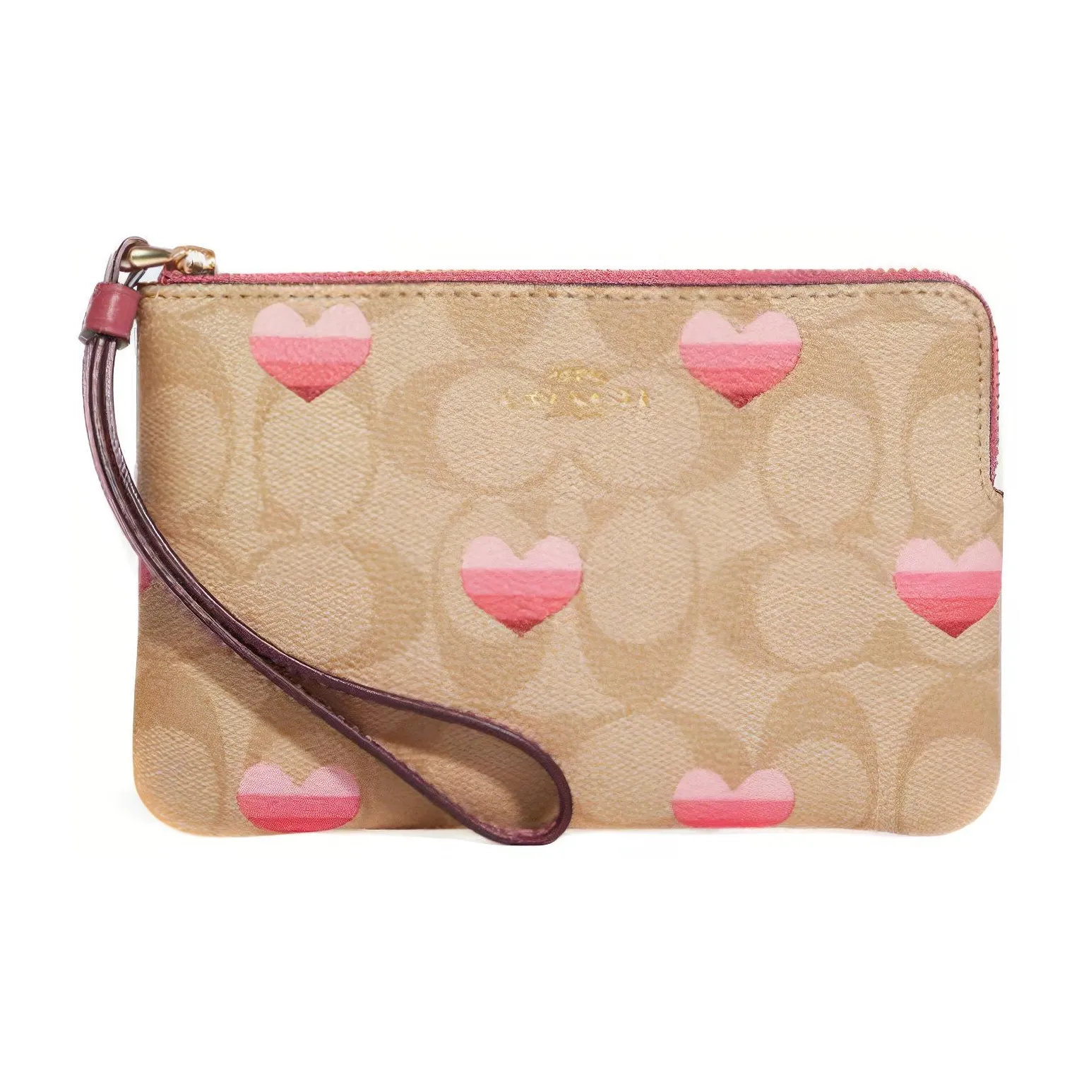 COACH Клатч из искусственной кожи маленький женский коричневый и розовый