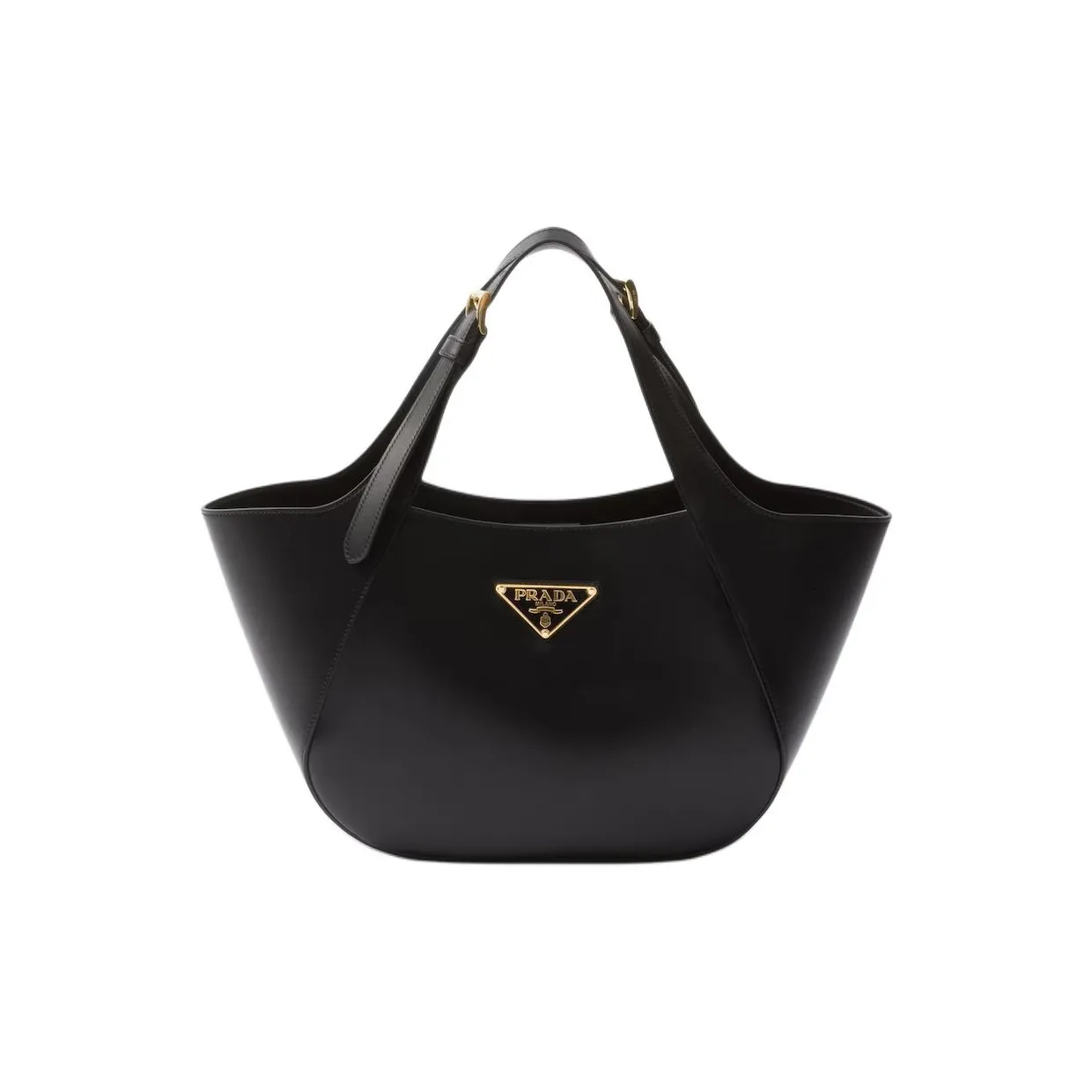 PRADA Leather Tote Bag, Shopping Bag, Handbag Medium Size Women's Black