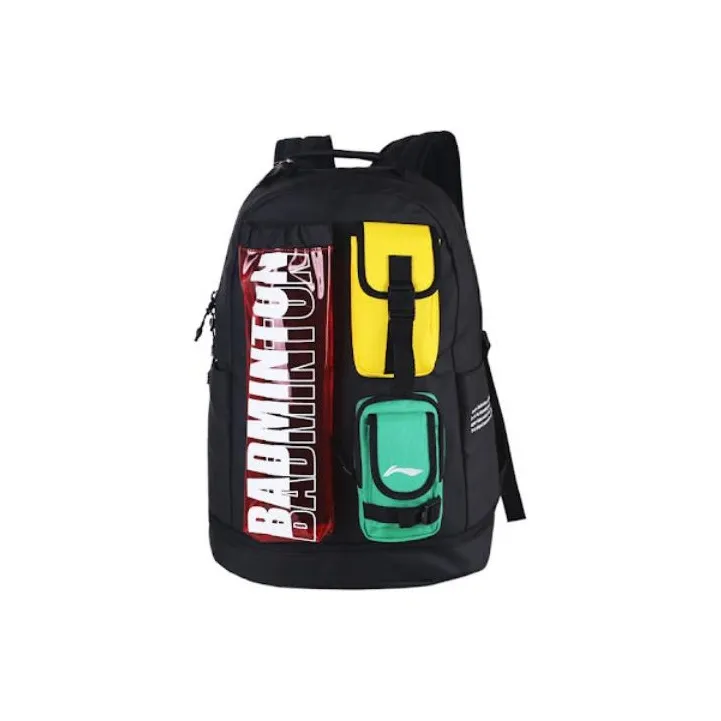 LINING Полиэстер Бадминтон Рюкзак Стандартный Унисекс Черный Многоцветный