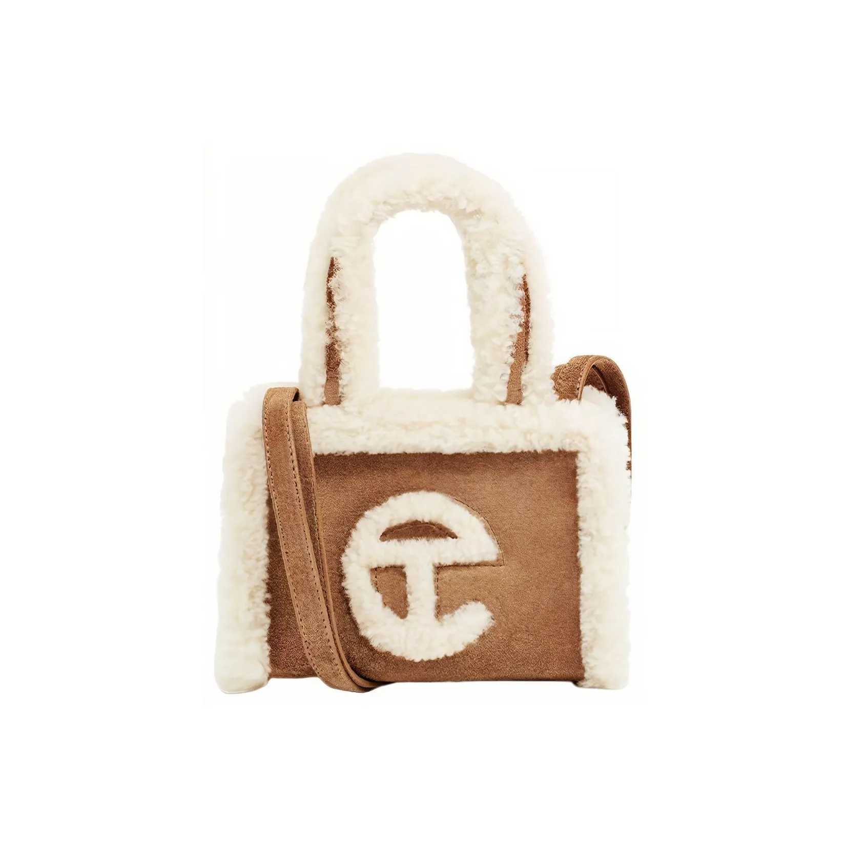 UGG Shearling Tote Bag, Shopping Bag, One Shoulder Handbag, Crossbody Bag Trumpets Women's Chestnut