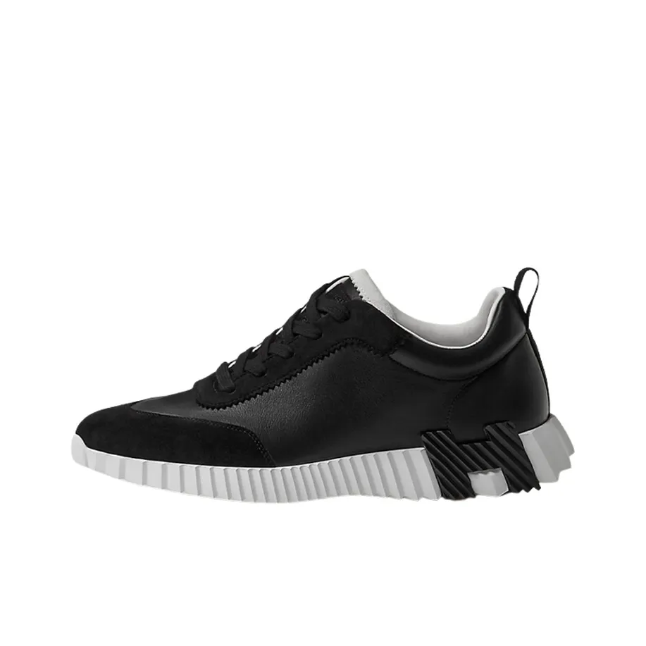 HERMES Bouncing Abrasion Resistant Low Top Casual Shoes Men's Black