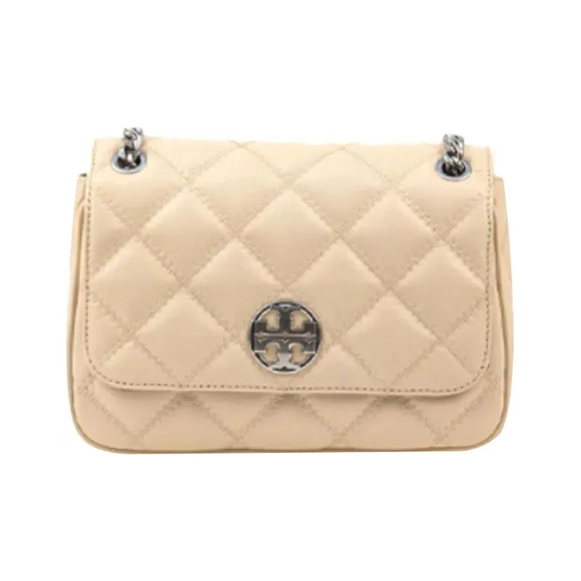 TORY BURCH TB Willa Cow Leather Square Messenger Bag Portable Crossbody Bag Shoulder Bag Women's Cream White