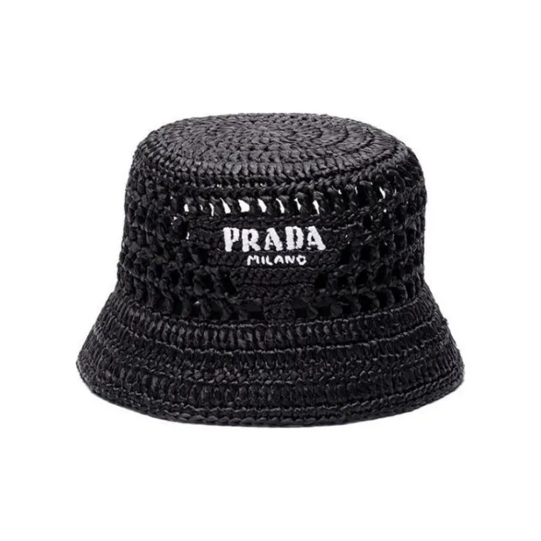 PRADA Logo Detailed Interwoven Bucket Hat