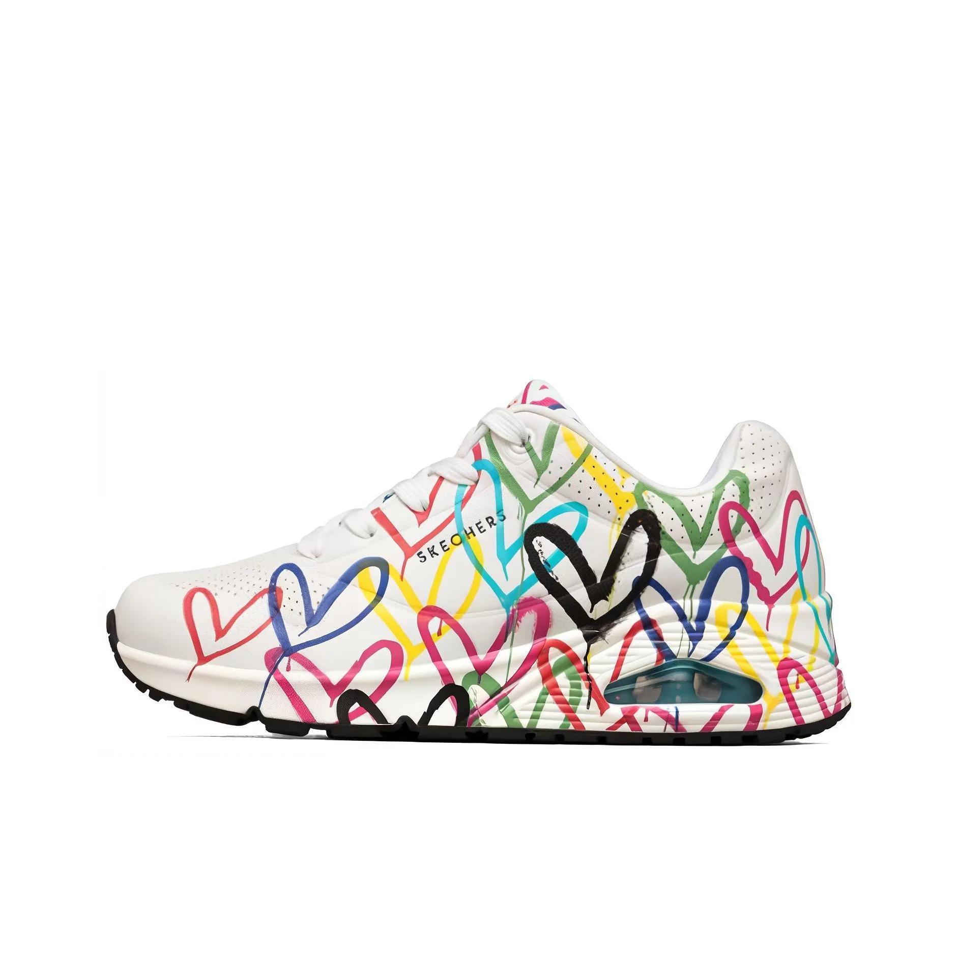 JGoldcrown x Skechers Uno Spread The Love Low Top Casual Shoes Women's White Multicolor