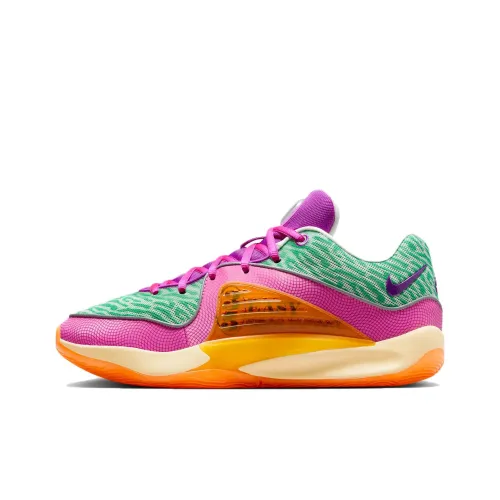 NIKE KD 16 Баскетбольные кроссовки Низкие Зеленый Розовый Апельсиновый Мужские