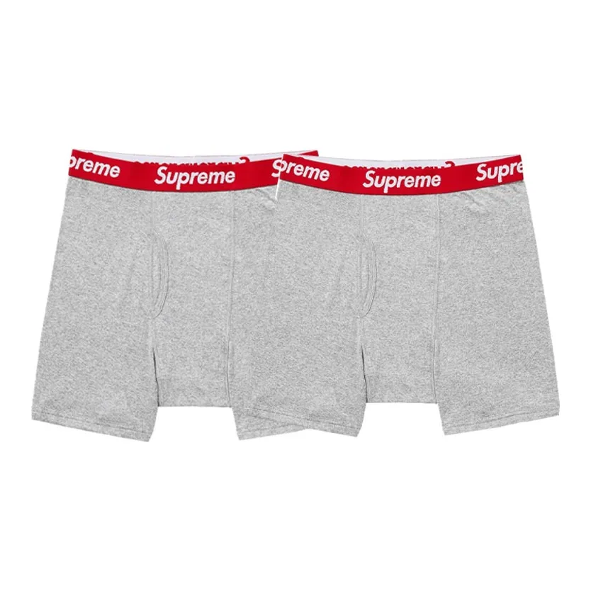 Supreme SS24 WEEK1 HANES Boxer Briefs 2 Pack Мужское нижнее белье 2 упаковки серый