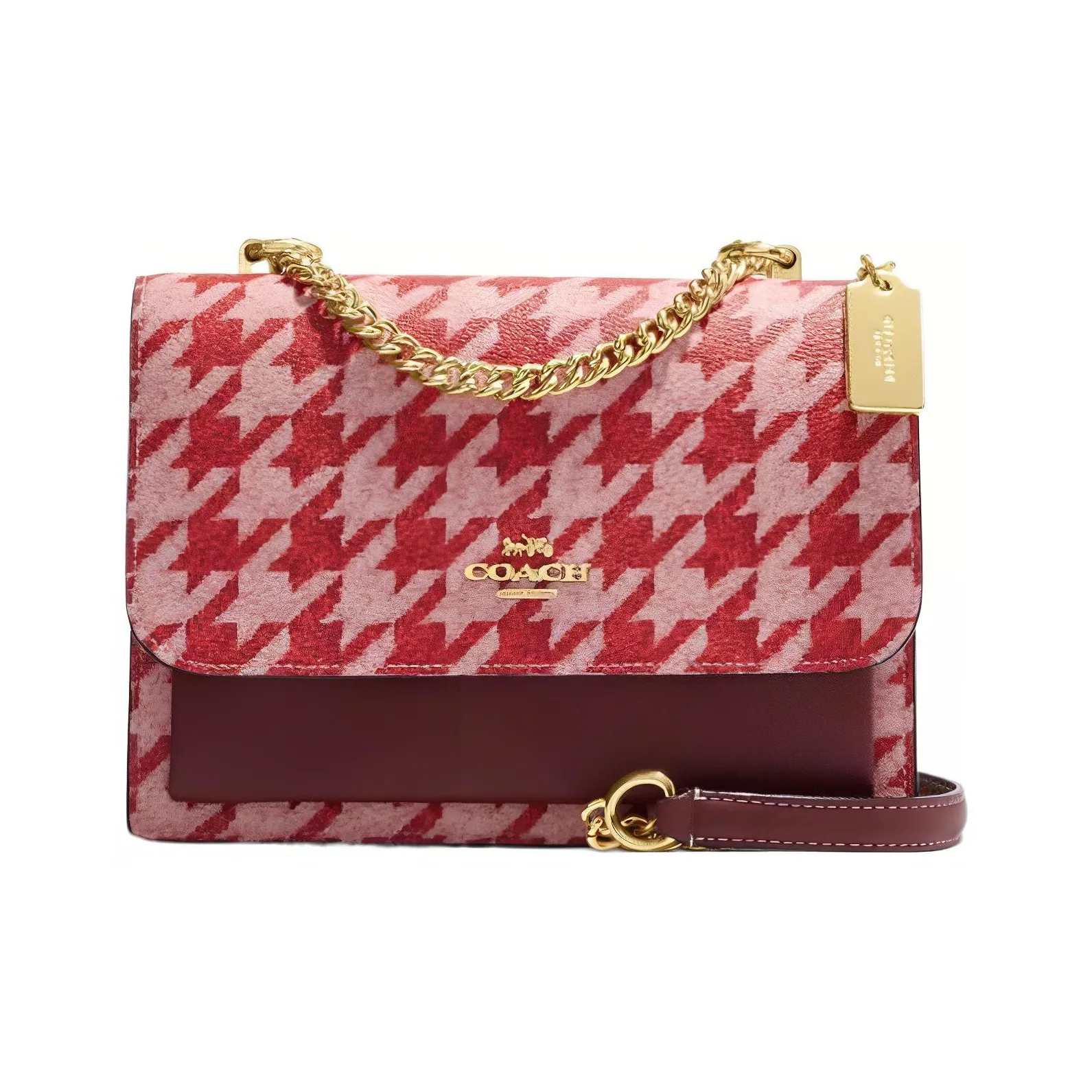 COACH Klare Кожаная квадратная сумка через плечо сумка женская красная