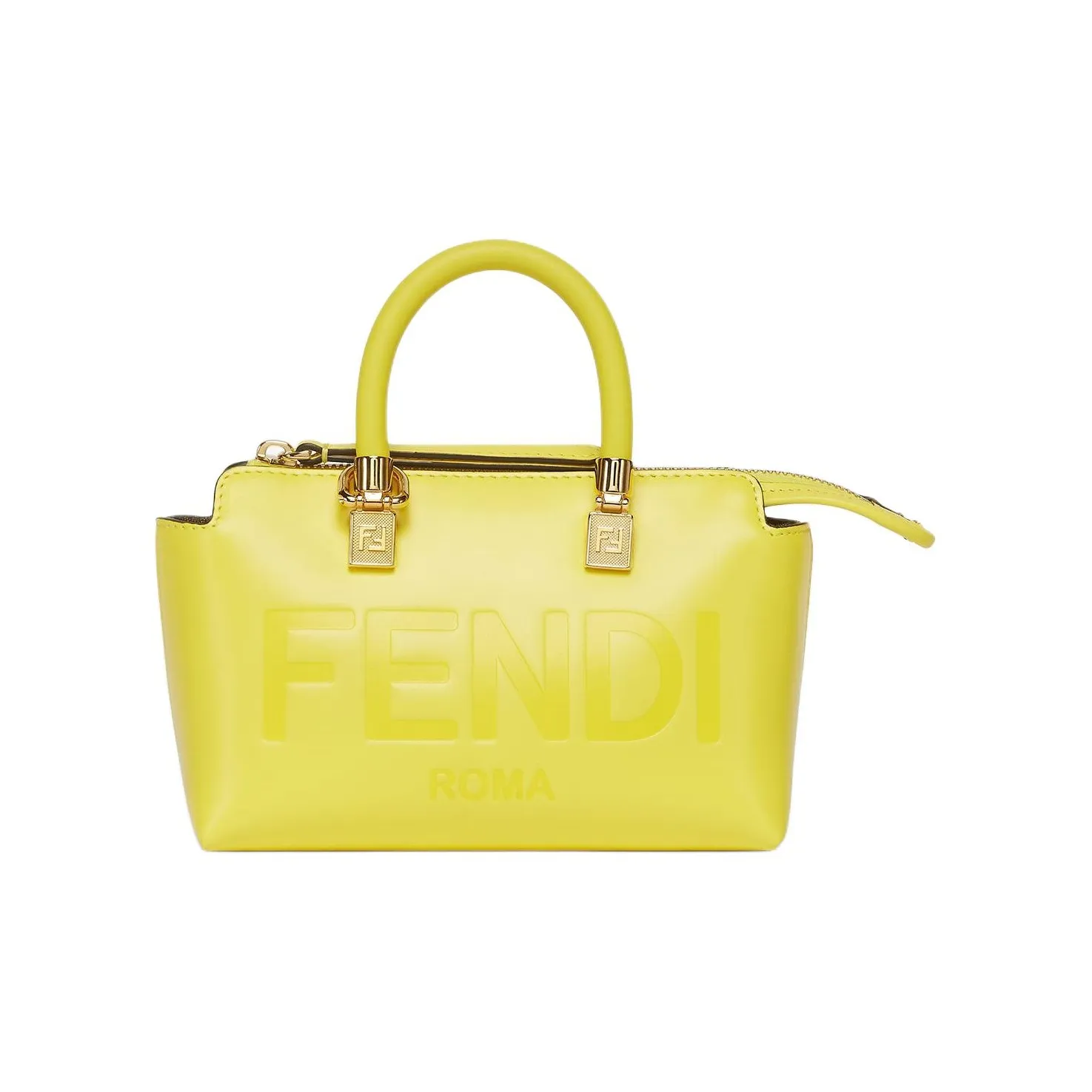 FENDI By The Way Series Leather Boston Bag, Shoulder Bag, Crossbody Bag, Handbag Mini Women's Yellow