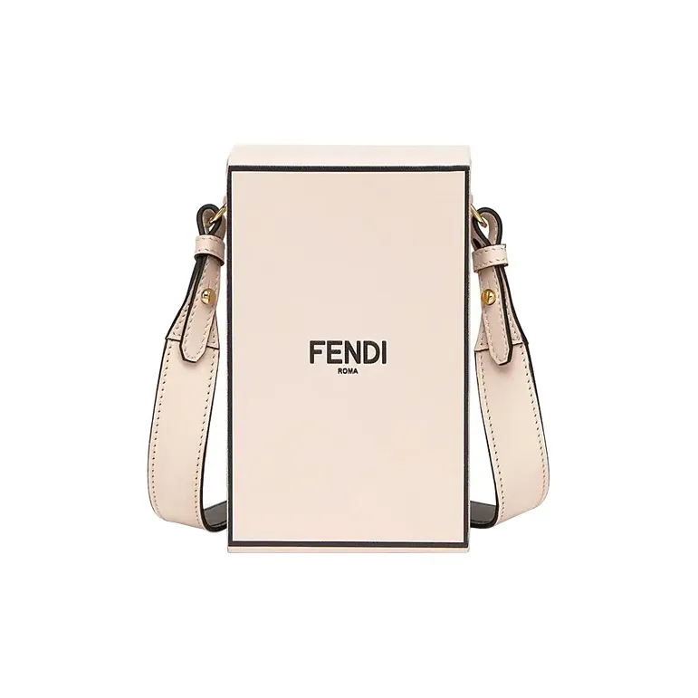 FENDI Calfskin Box Bag, Cell Phone Pouch, Shoulder Bag, Crossbody Bag Women's Light Pink
