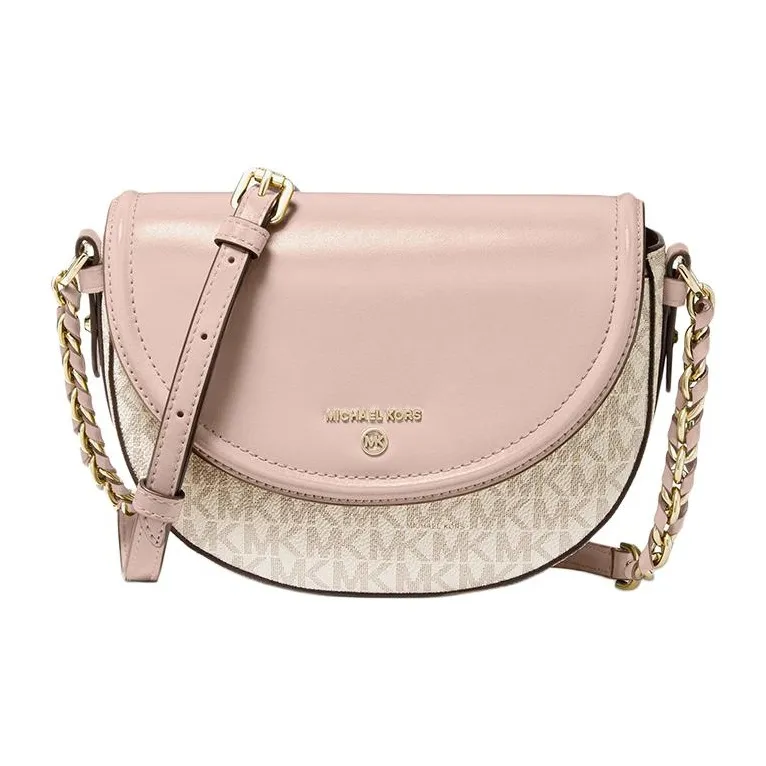 MICHAEL KORS Jet Set Charm Коровья кожа Седло Сумка Сумка через плечо Сумка среднего размера Женская Ванильный белый и Нежно-розовый