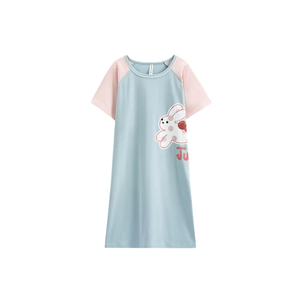 FENTENG Nightgown Women's Gray Blue