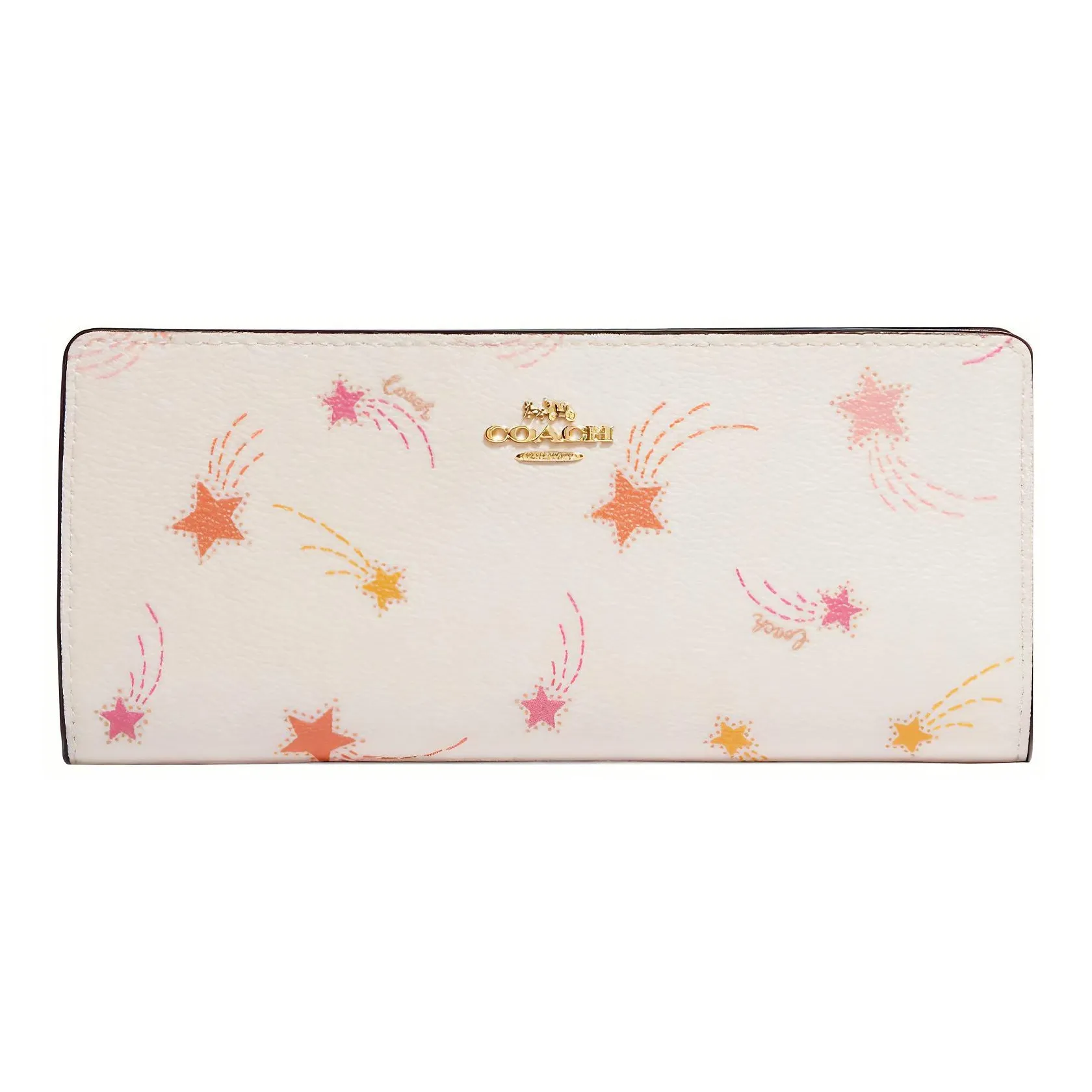 COACH Slim Wallet Coated Canvas With Smooth Leather Card Holder Wallet Women's Chalk White