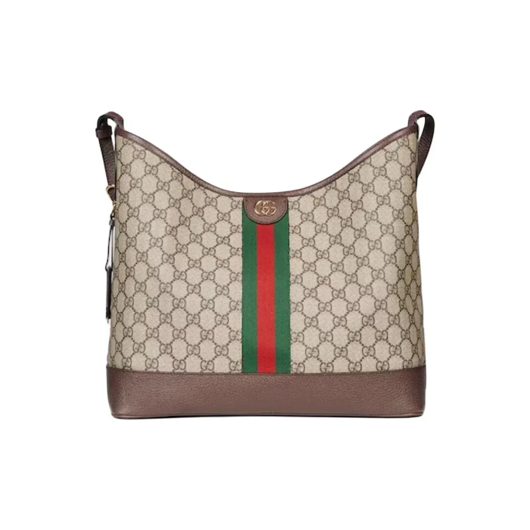 GUCCI Ophidia With Leather Bucket Bag, Shoulder Bag Women's Beige & Ebony