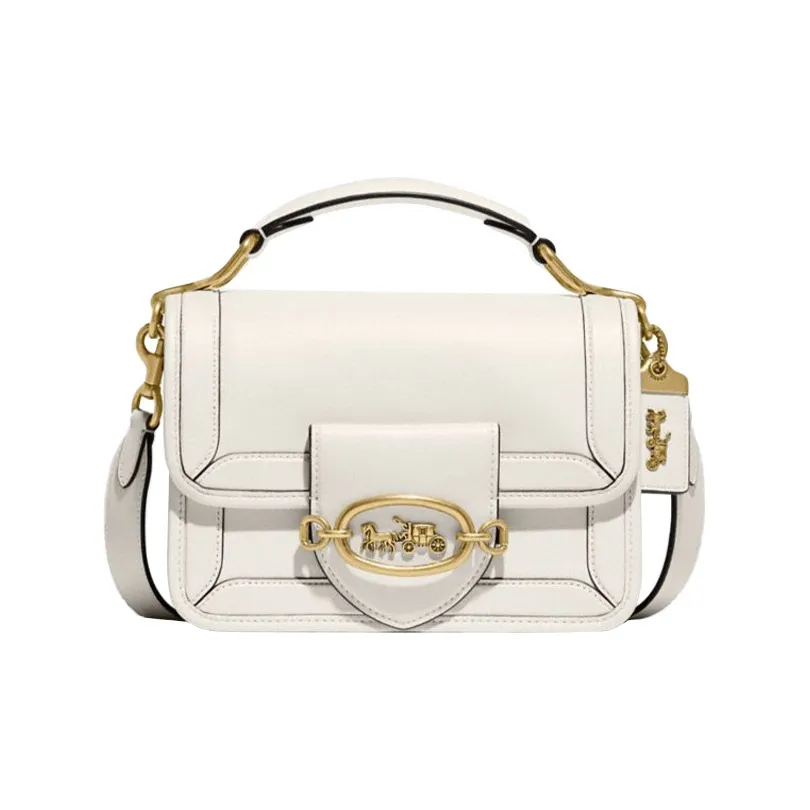 COACH Hero Leather Trunk Bag, Shoulder Bag, Crossbody Bag Trumpets Women's White