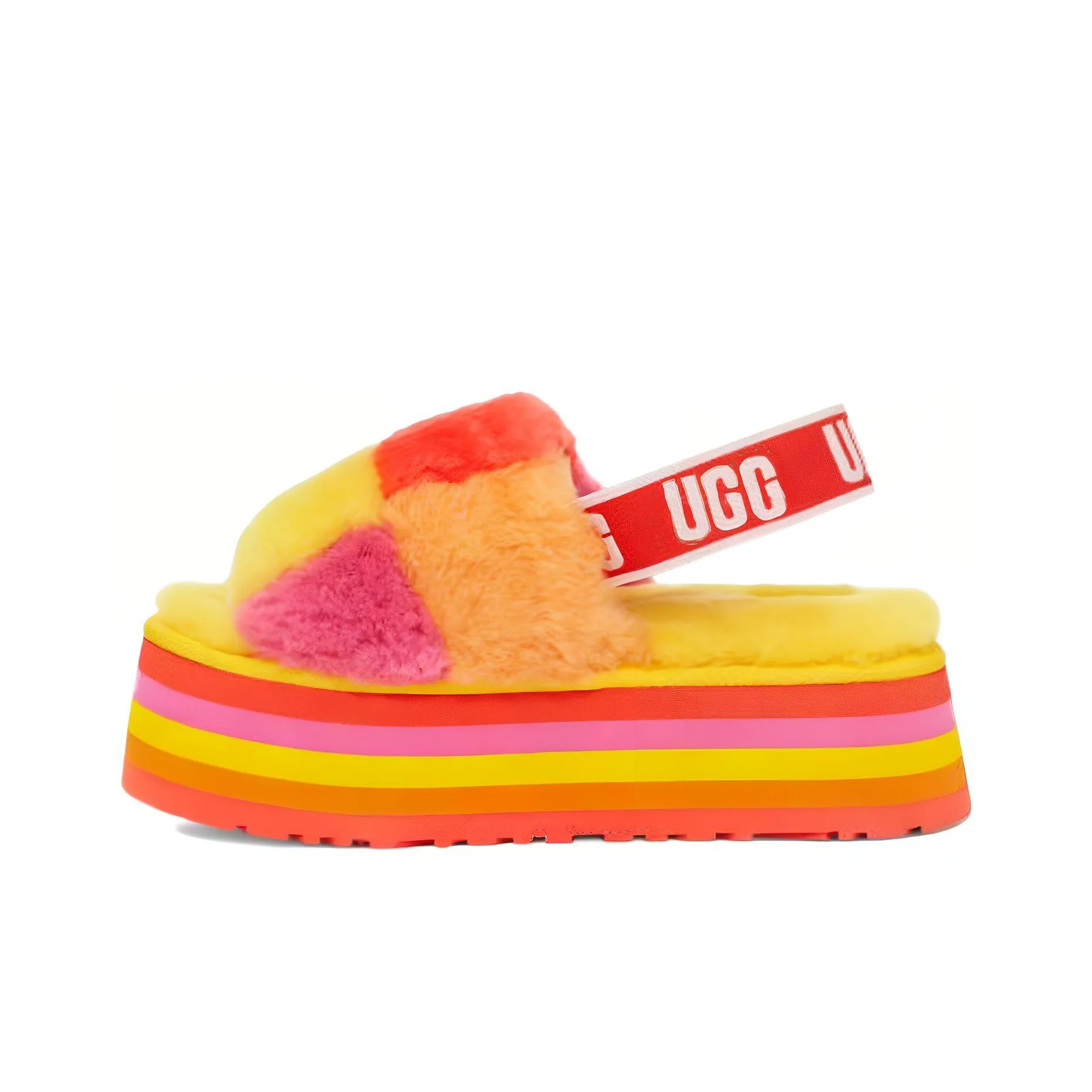 UGG kids Disco Checker Slide Thick Sole Sandals Yellow Women's
