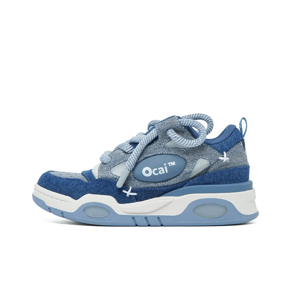 Ocai Shock Absorbers Аbrasion-resistant Slip-resistant Low Top Скейтборд Кроссовки Unisex Denim Blue