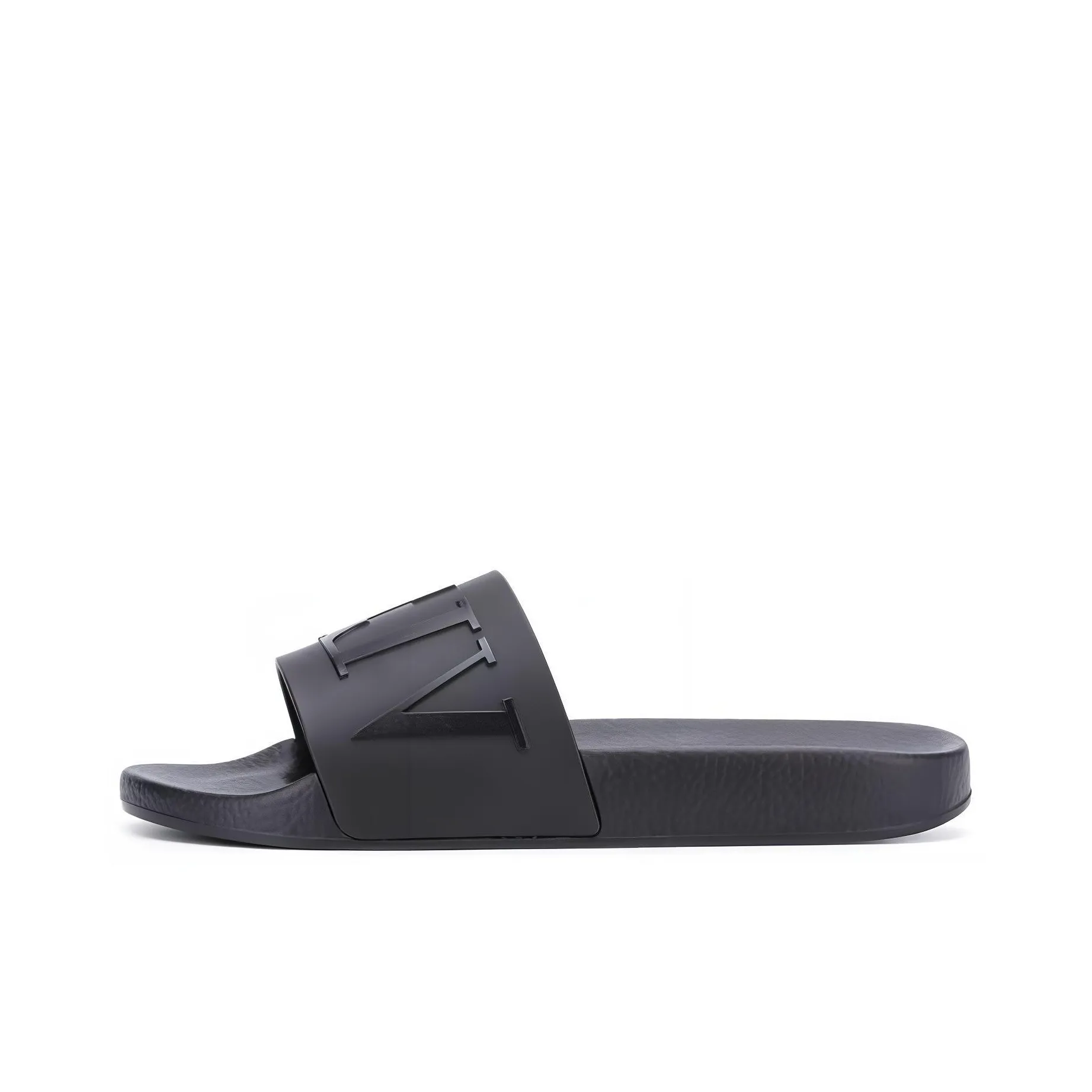 Valentino VLTN Logo Embossed Slip-On Sandals Black