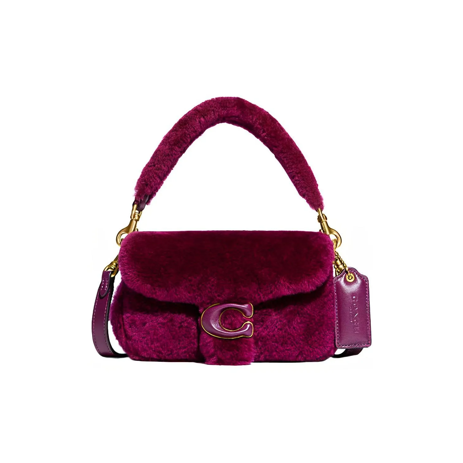 COACH Pillow Shearling Portable Crossbody Bag, Shoulder Bag Trumpets Women's Purple