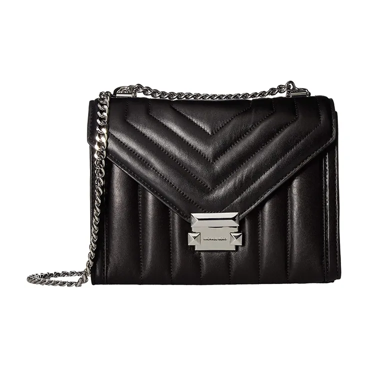 MICHAEL KORS Whitney Sheepskin Envelope Bag, Portable Crossbody Bag, Shoulder Bag Women's Black
