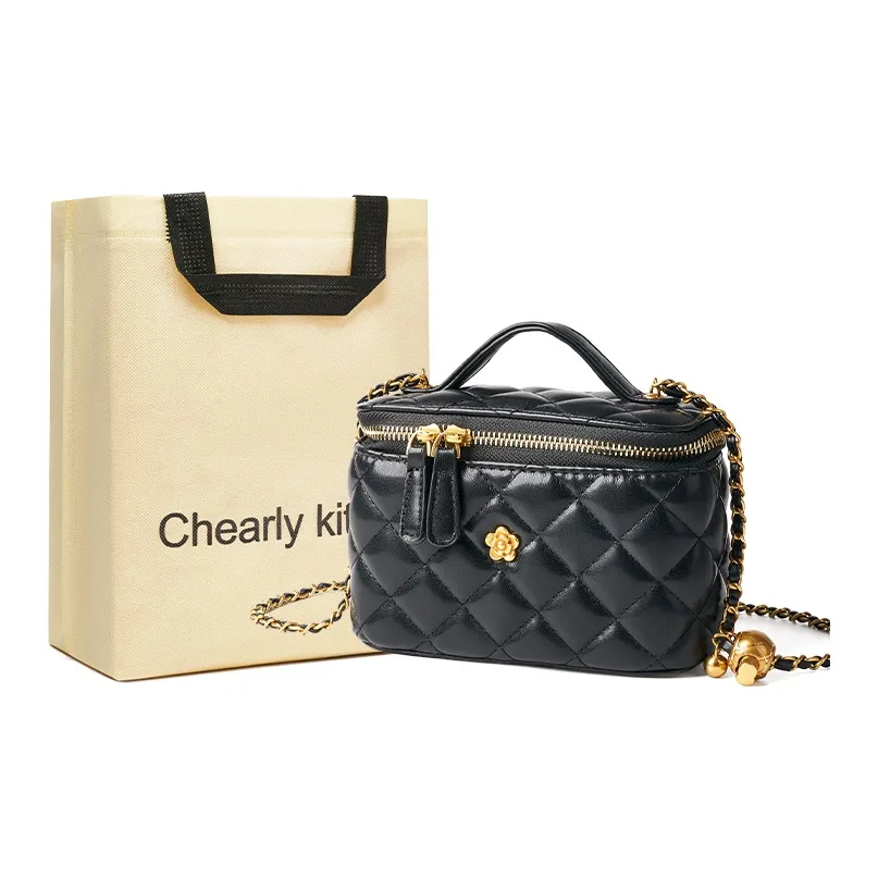 Chearly Kitity Refined Shoulder Bag, Crossbody Bag, Handbag Trumpets Women's Classic Black/Milkshake White