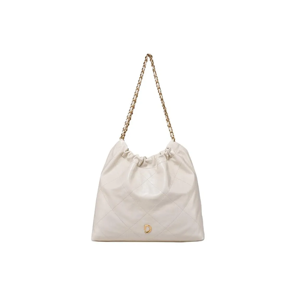 DISSONA Cow Leather Hobo Bag Shoulder Bag Handbag Large Size Women's White