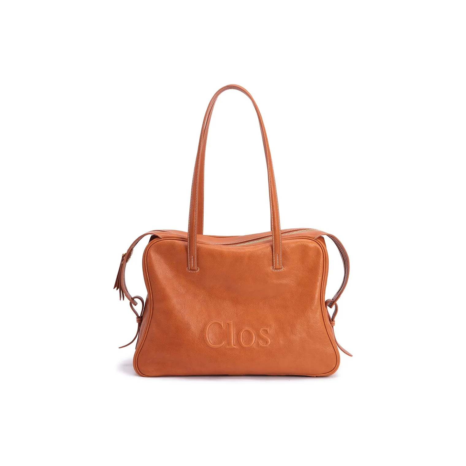 CLOS Растительное дубление Коровья кожа Коммутирование Подмышечный Одно плечо Доска для ноутбука Женские Карамельно-коричневый Абрикосовый черный