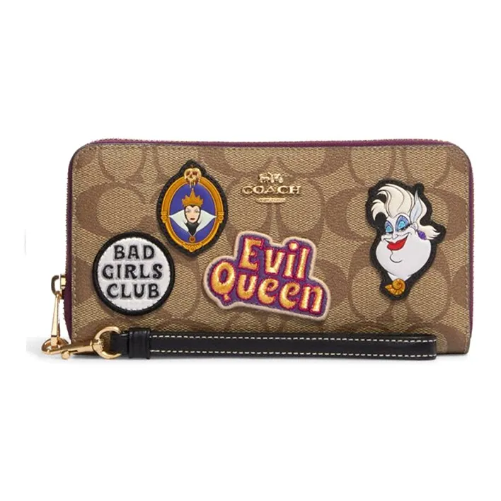 COACH Disney Collaboration Artificial Leather Handbag Wallet Regular Women's Khaki